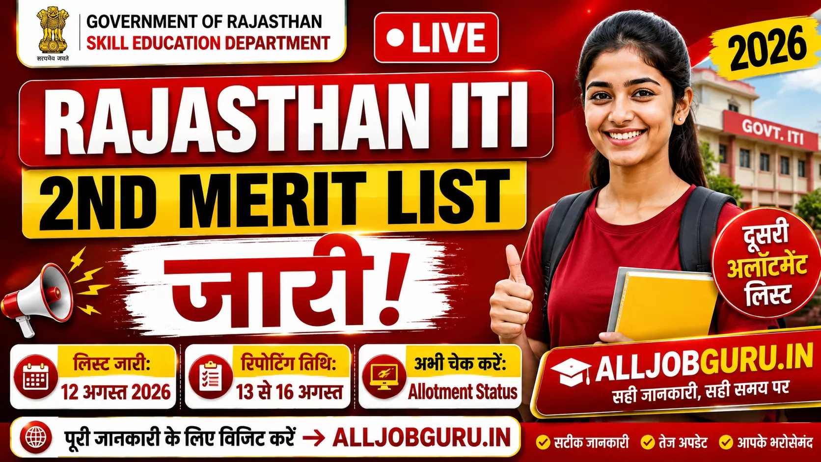 Rajasthan ITI 2nd Merit List 2026